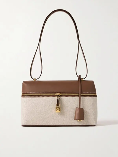 Loro Piana L27 canvas and leather shoulder bag