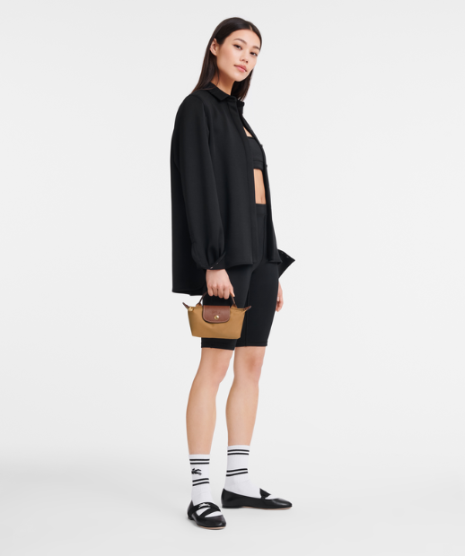 Longchamp Le Pliage Pouch with handle Fawn