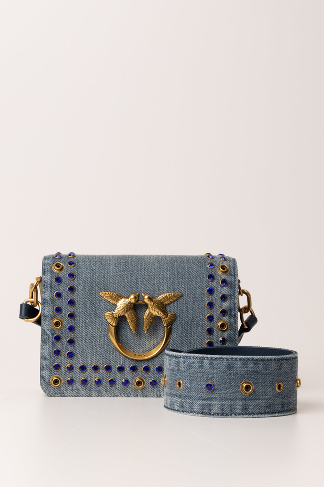 Original Pinko Love Click Mini Jeans Antique Gold