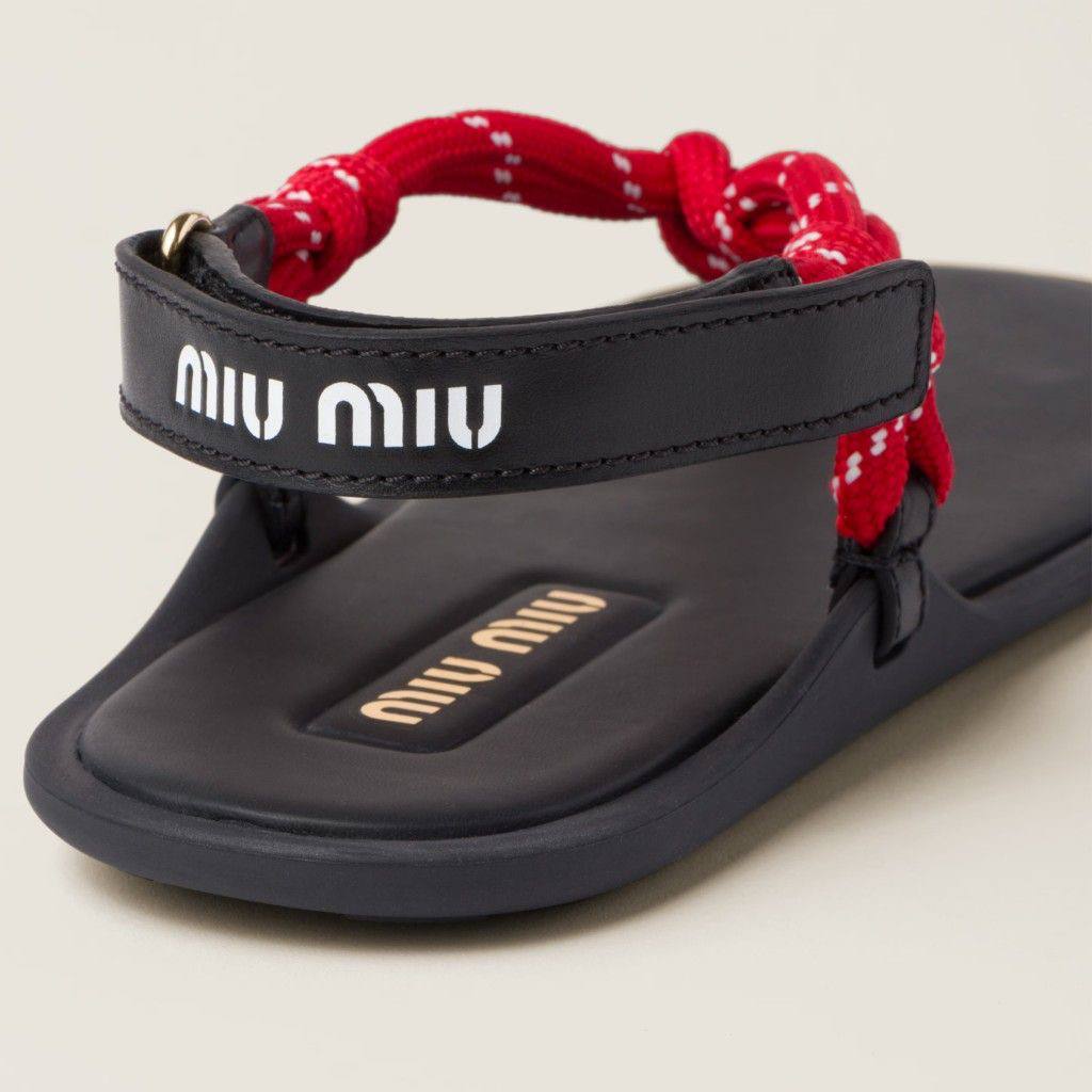 Miu Miu Riviere cord and leather sandals