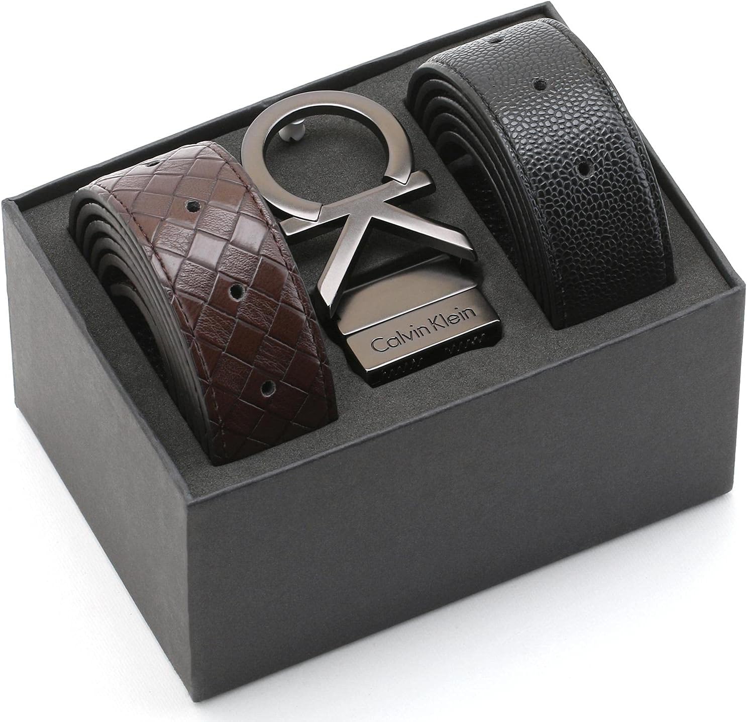 CK Men's Leather Wallet & Reversible Belt Set