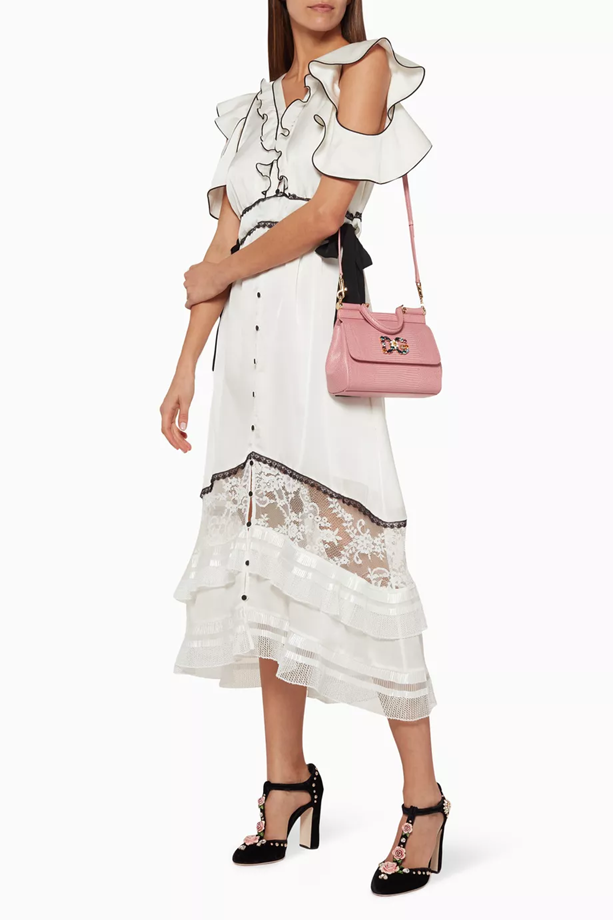 Dolce & Gabbana Pink Small Miss Sicily Iguana Leather Bag