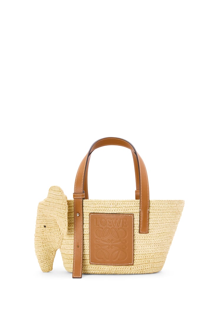 LOEWE Small Elephant Basket bag in raffia and calfskin