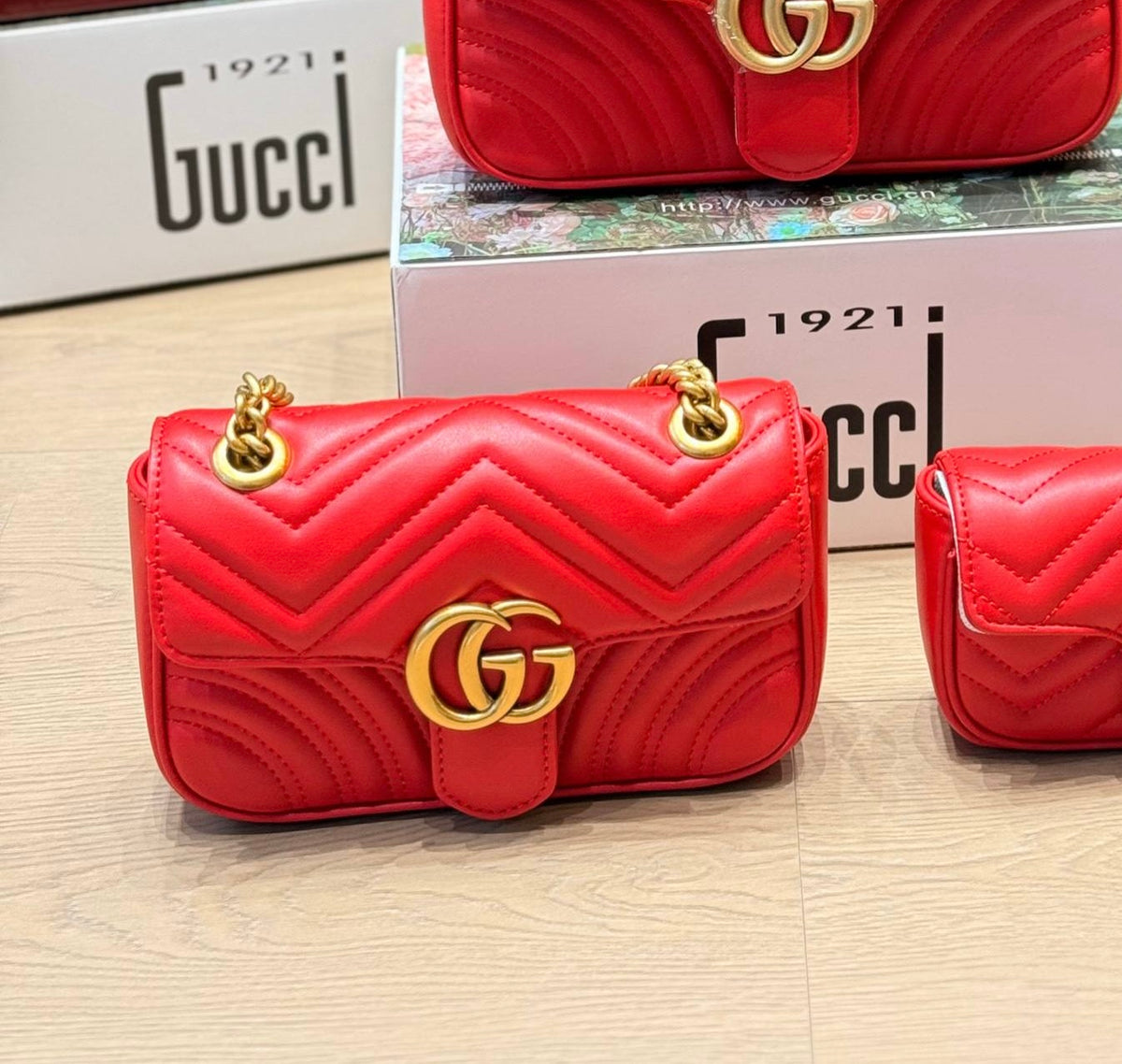 GG Marmont Small Chevron Leather Flap Bag