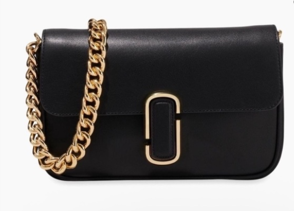 MARC JACOBS Calfskin The J Marc Shoulder Bag Black