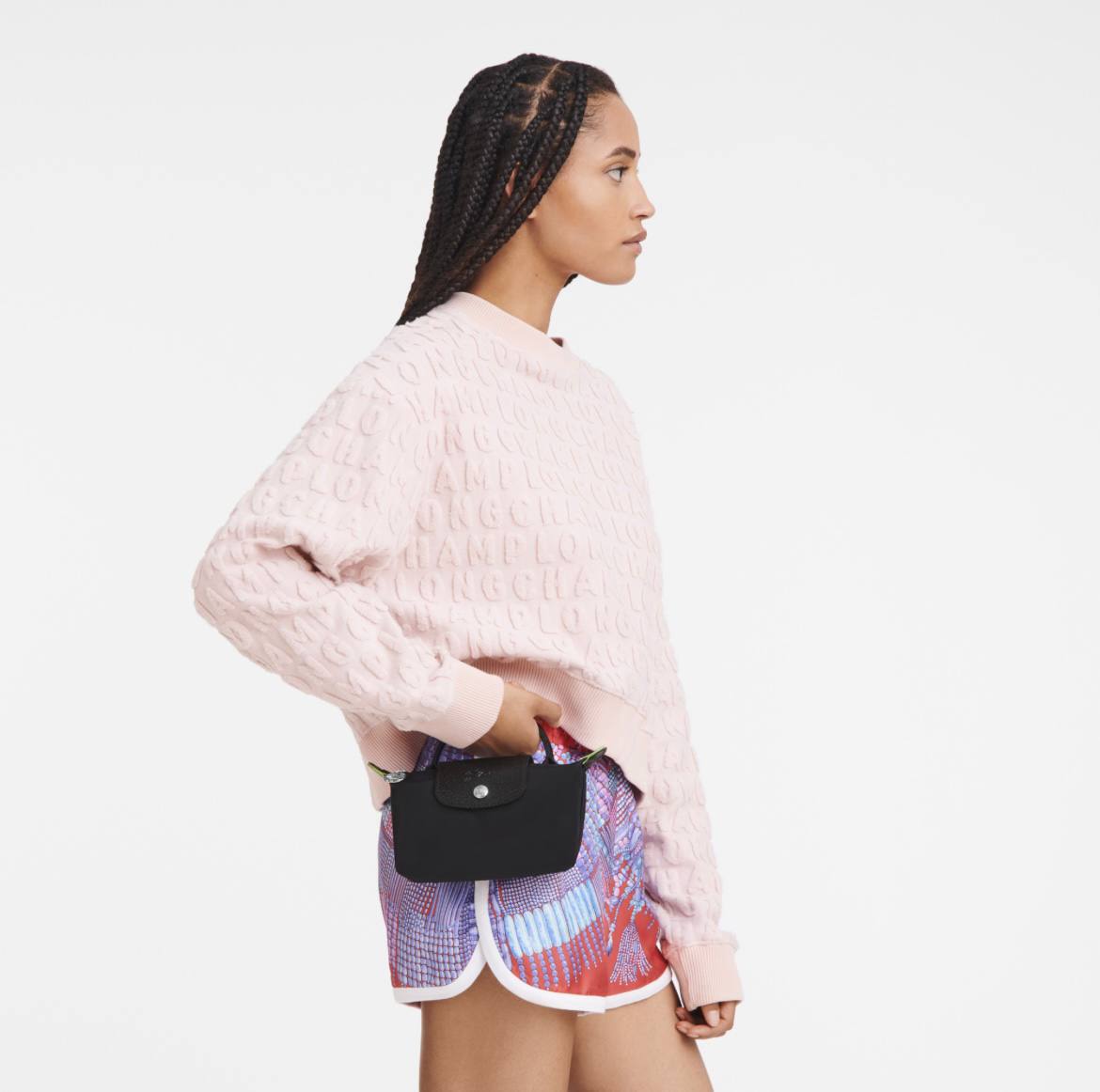 Long Champ Le Pliage Mini Black Pouch With Handle