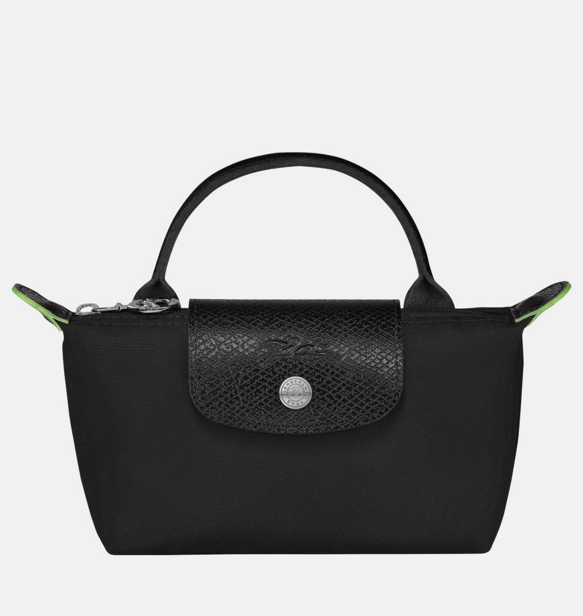 Long Champ Le Pliage Mini Black Pouch With Handle