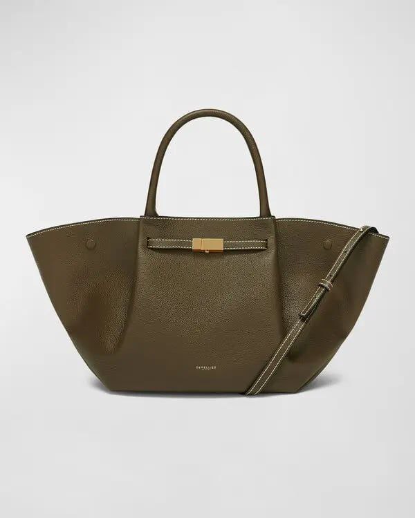 Demellier The Midi New York Grain Ecru Stitching