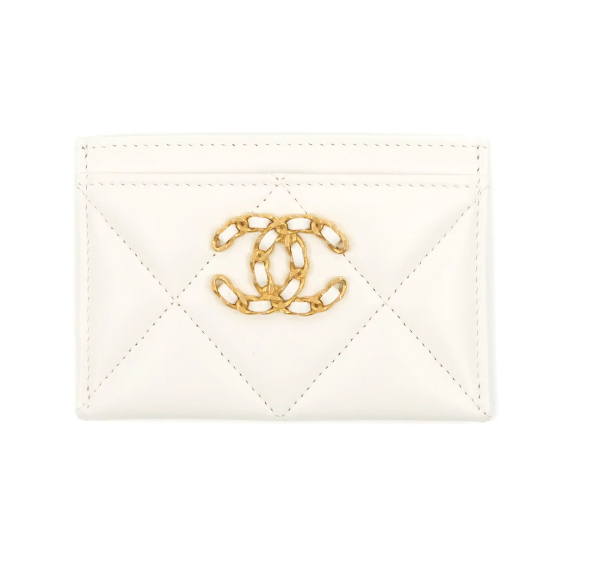Chanel card holder white sale