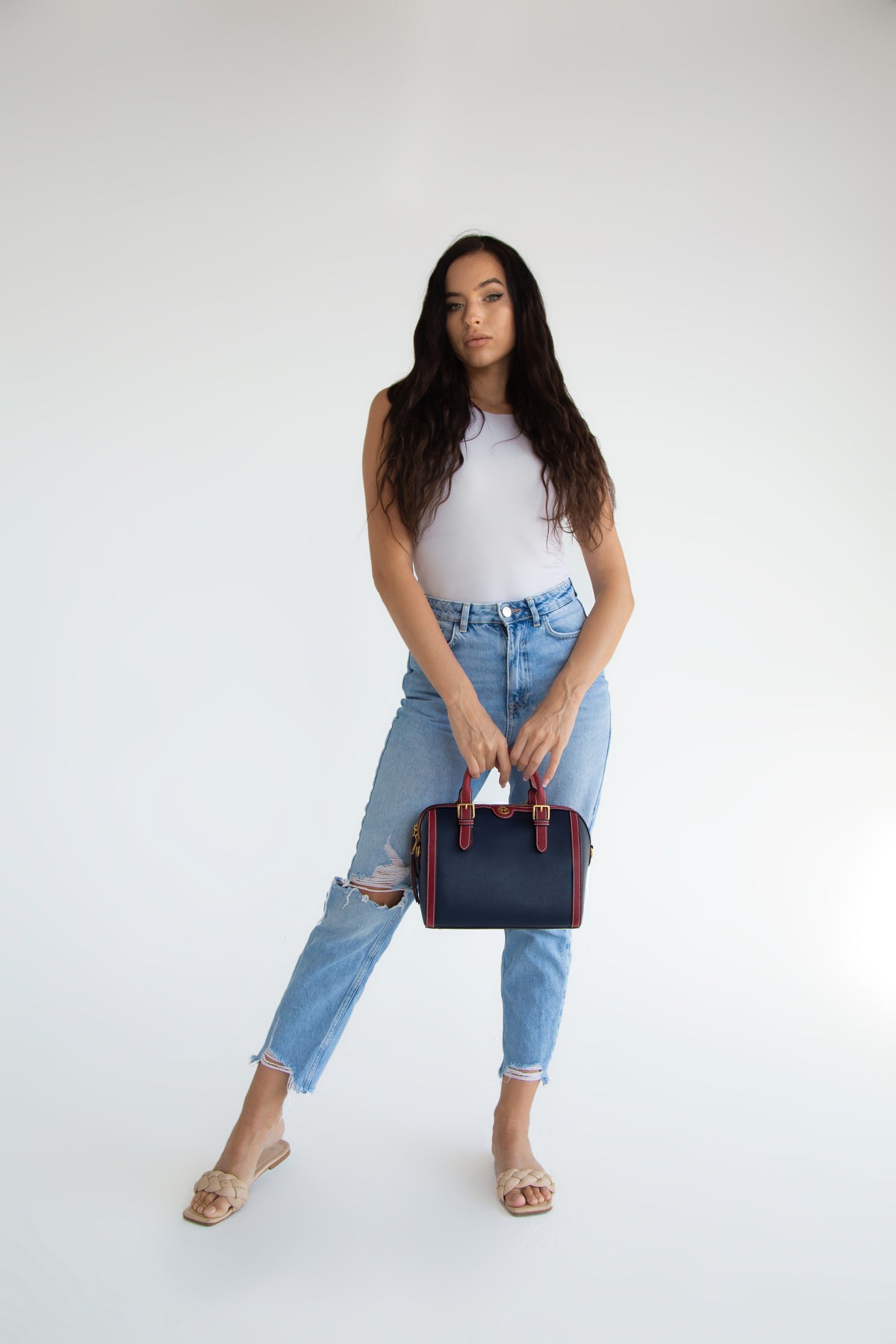 Tory Burch Monogram Two-Tone Barrel Leather Crossbody Bag - Puzzles Egypt