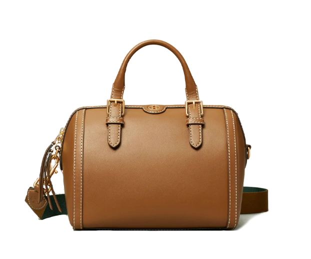 Tory Burch Monogram Two-Tone Barrel Leather Crossbody Bag - Puzzles Egypt