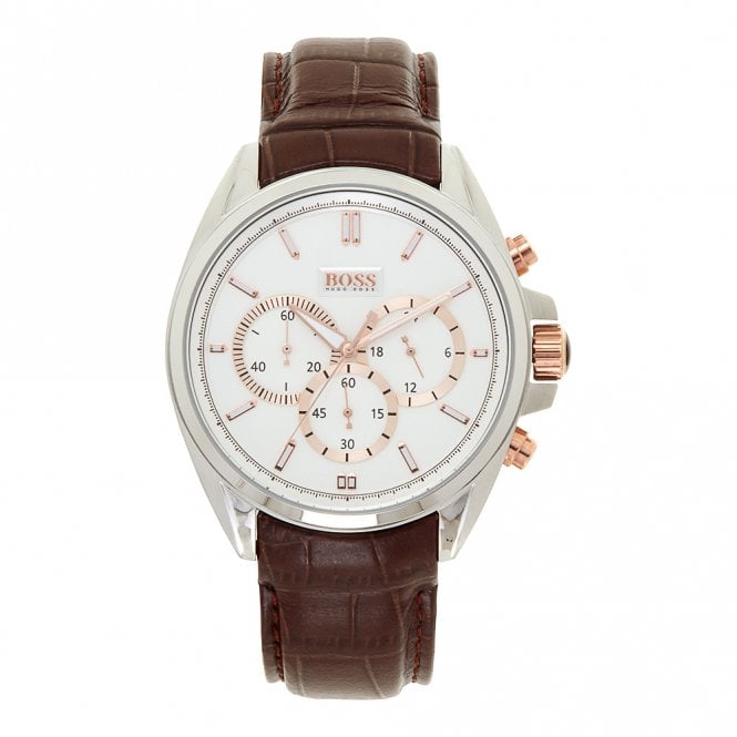 Original White Dial Stainless Steel Leather Chrono Men's Watch 1512881 - Puzzles Egypt