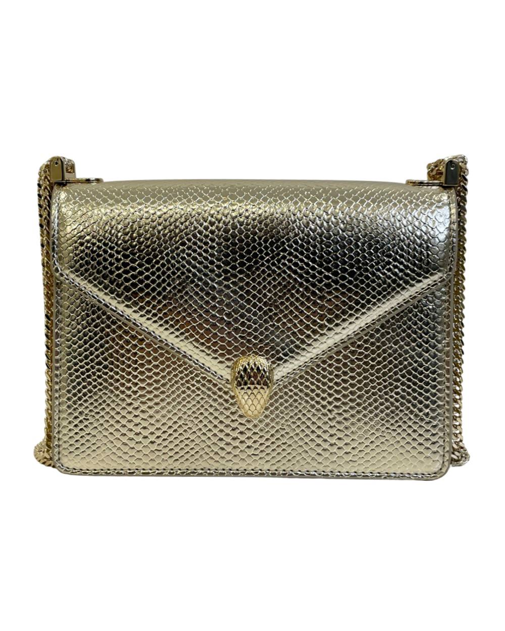 Bvlgari Womens Gold Serpenti Forever Leather Shoulder Bag - Puzzles Egypt