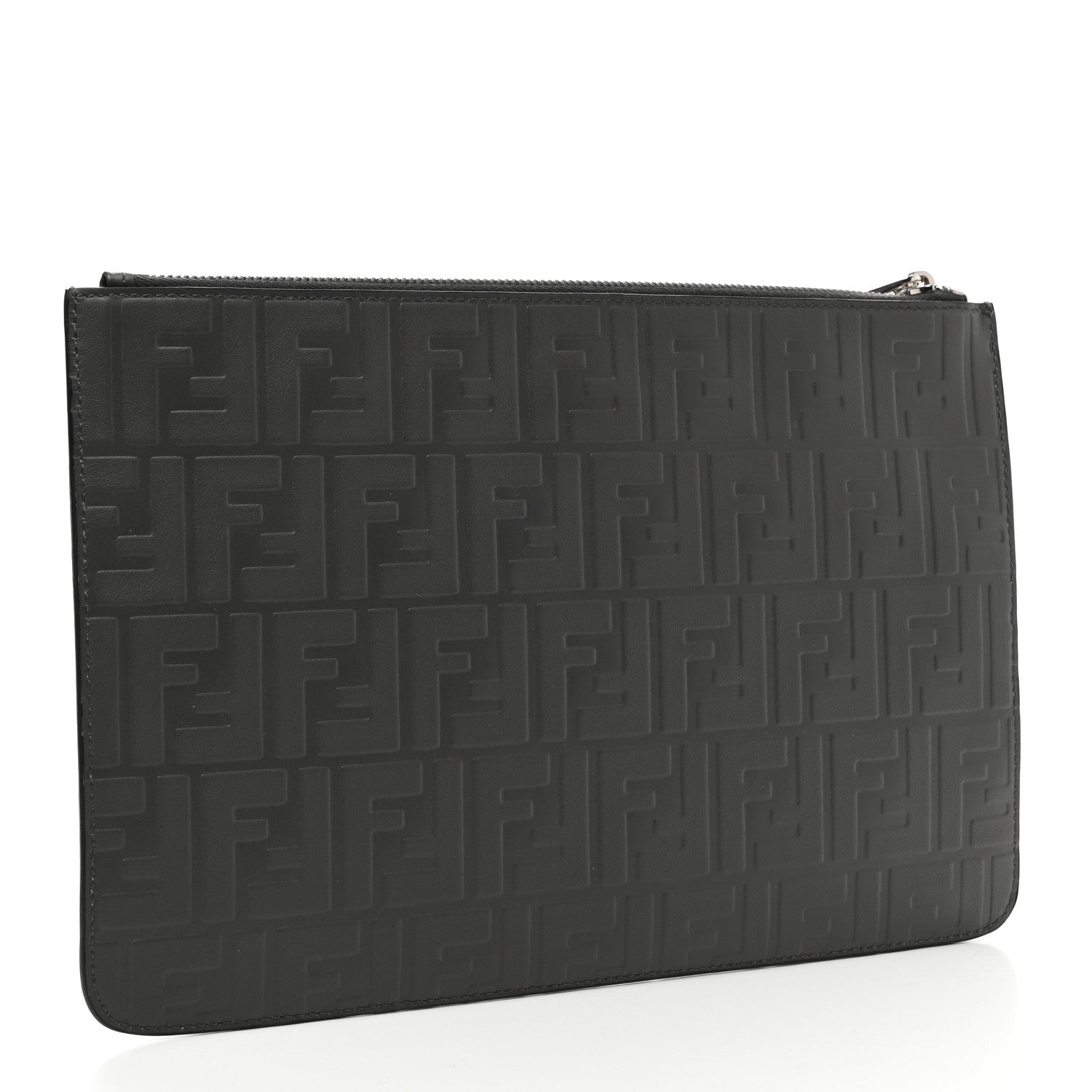 Fendi Vitello Grace FF Embossed Pouch Black