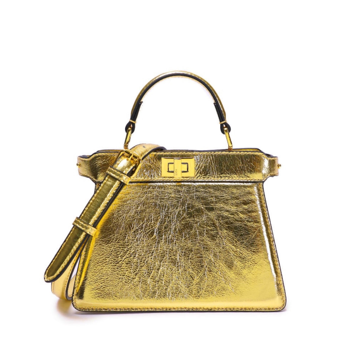 Fendi Peekaboo Gold Leather Bag