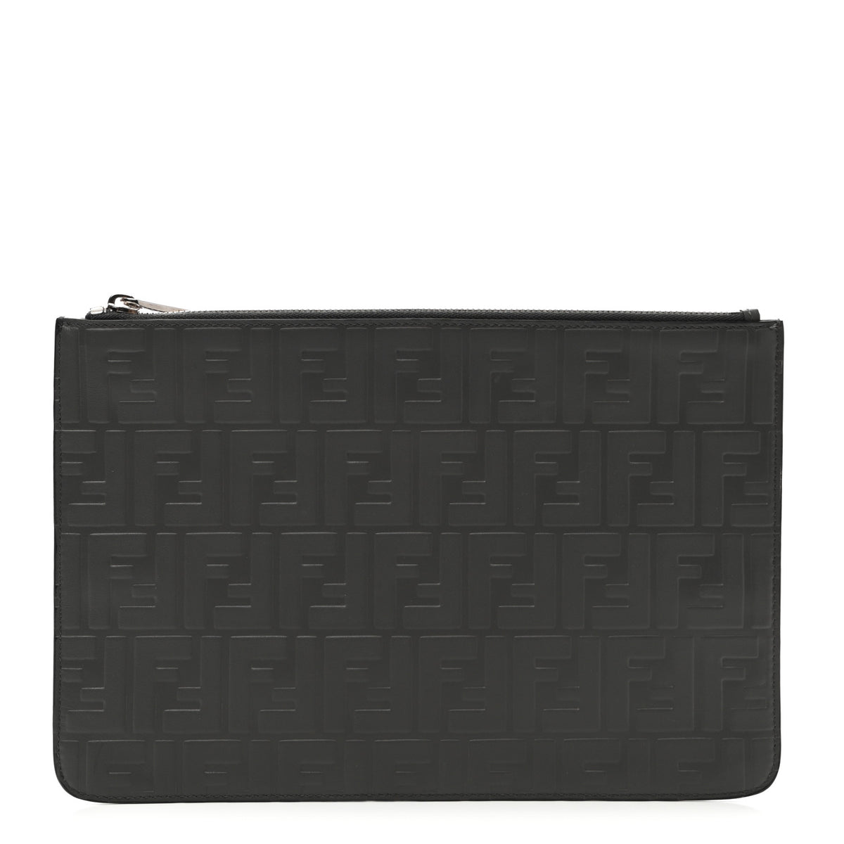 Fendi Vitello Grace FF Embossed Pouch Black