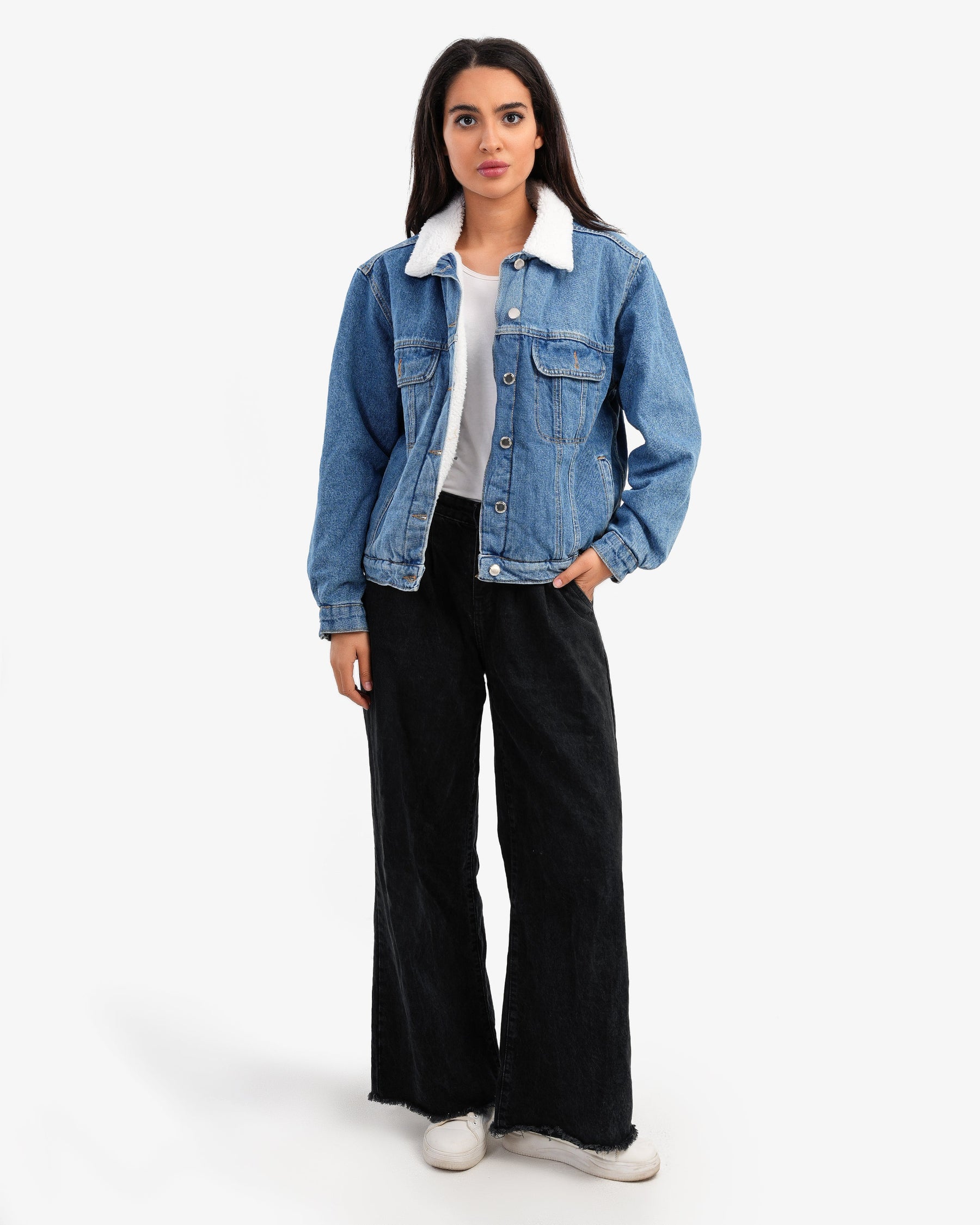 Women's Denim Jacket With Shearling