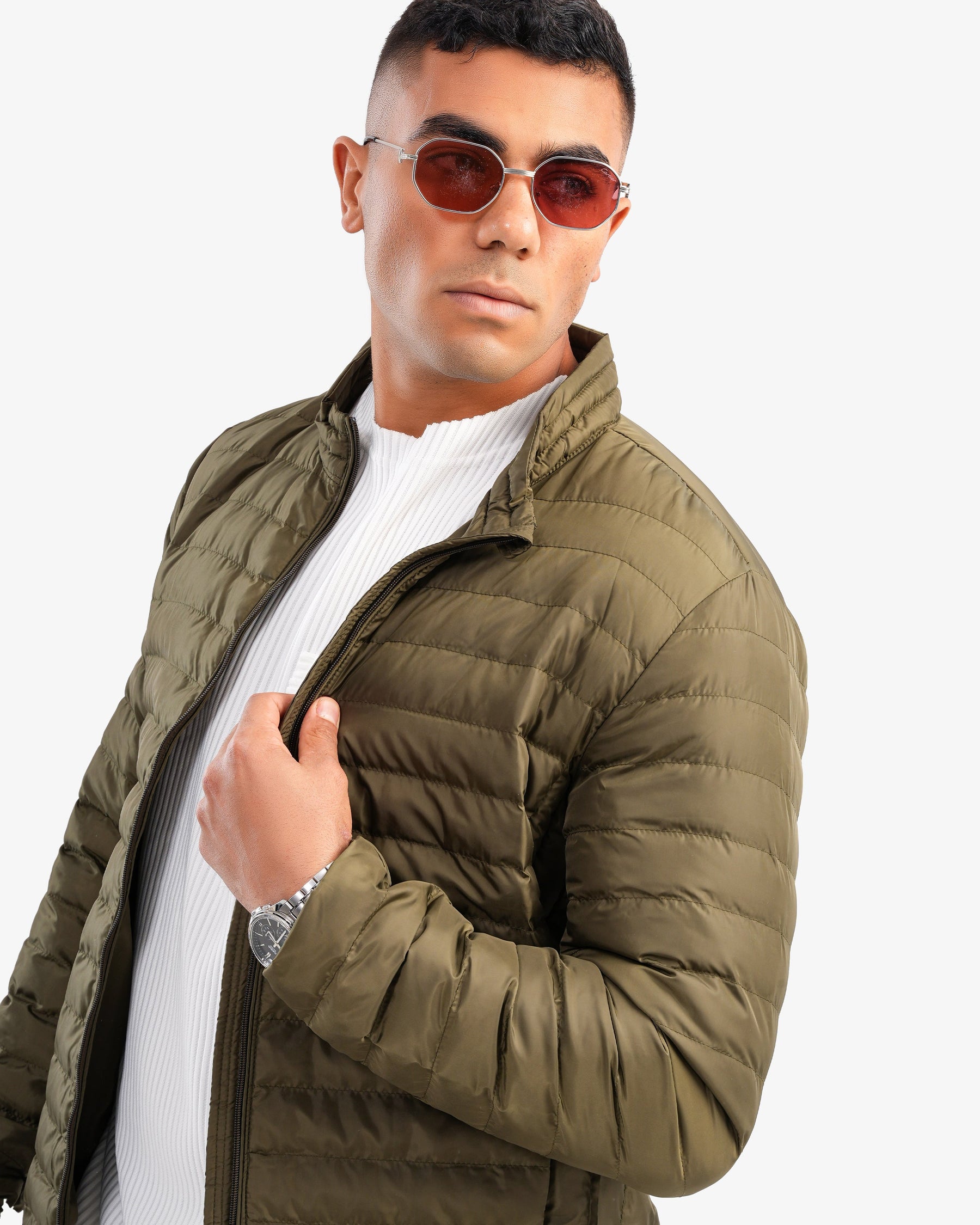 Men’s Waterproof Puffer Jacket In Olive