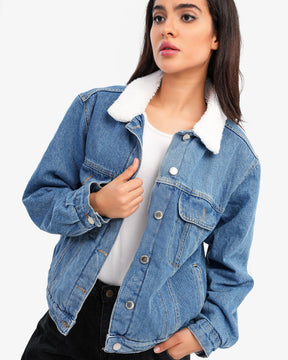 Women's Denim Jacket With Shearling