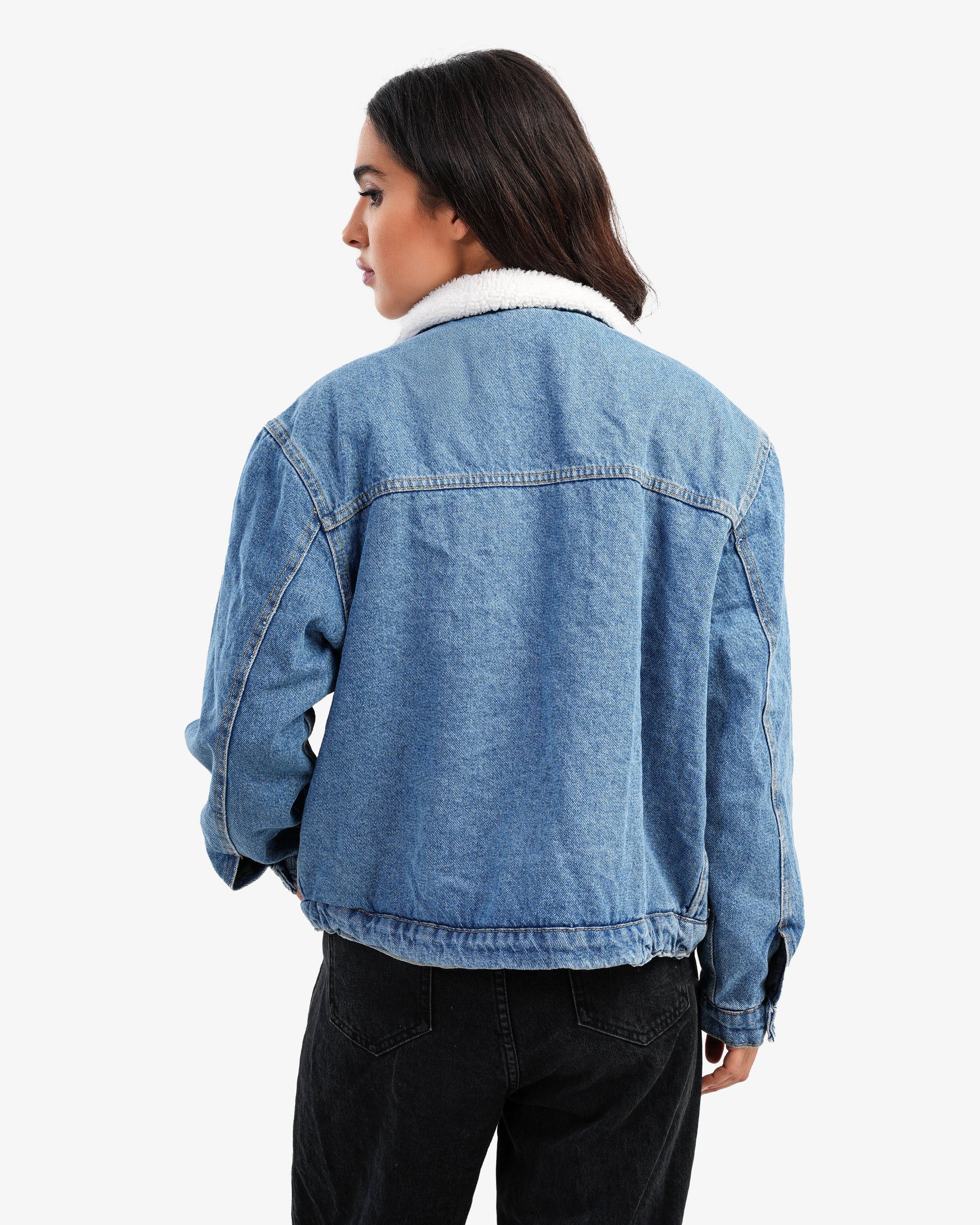 Women's Denim Jacket With Shearling