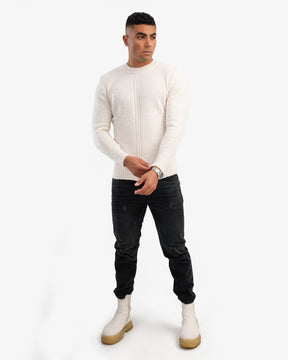 Men's Crew Neck Basic Pullover In White