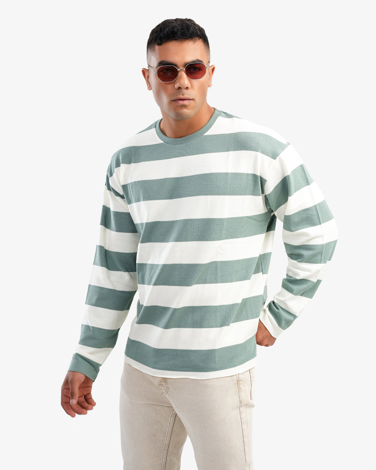 Men’s Crew Neck Pullover In Mint Green