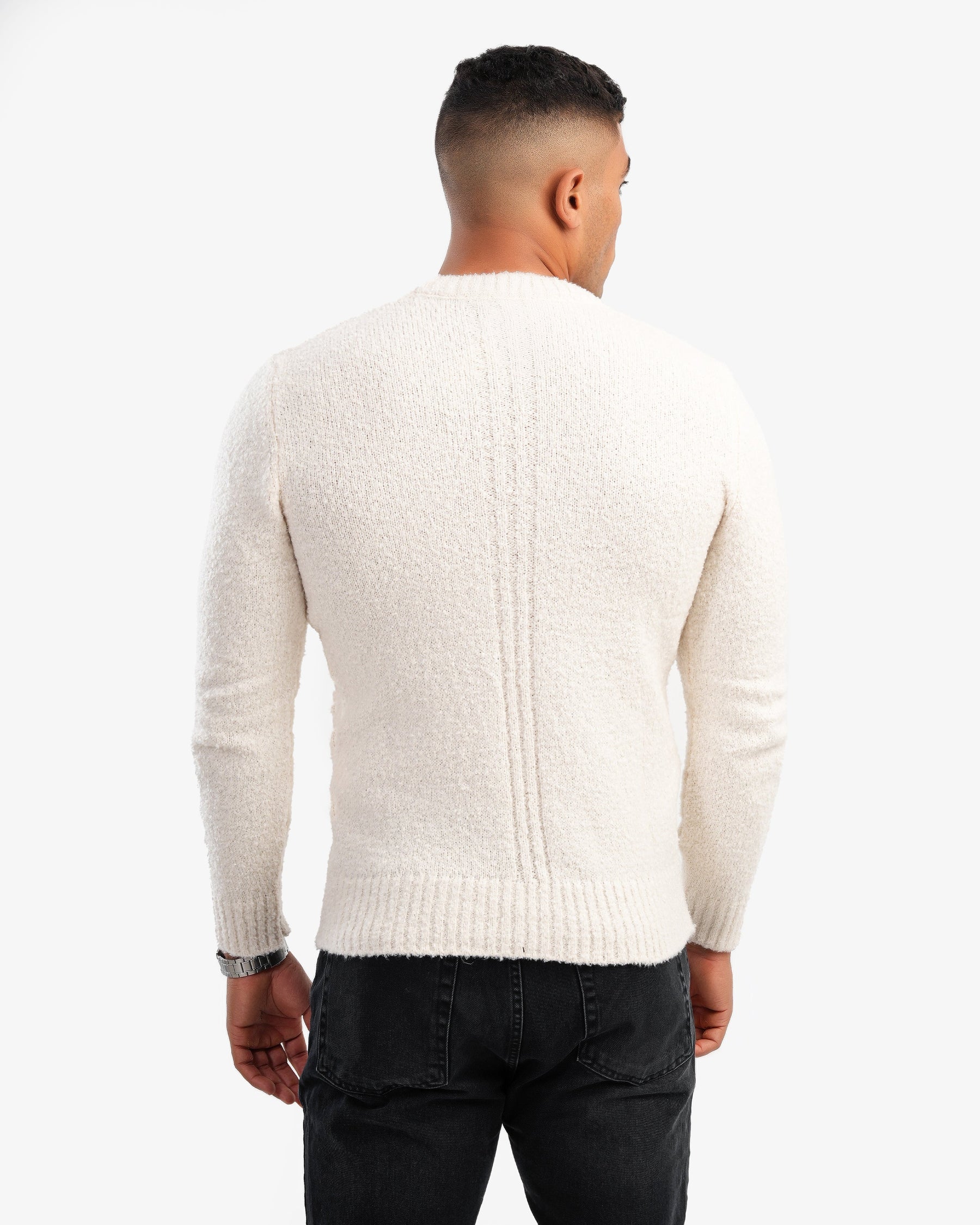 Men's Crew Neck Basic Pullover In White