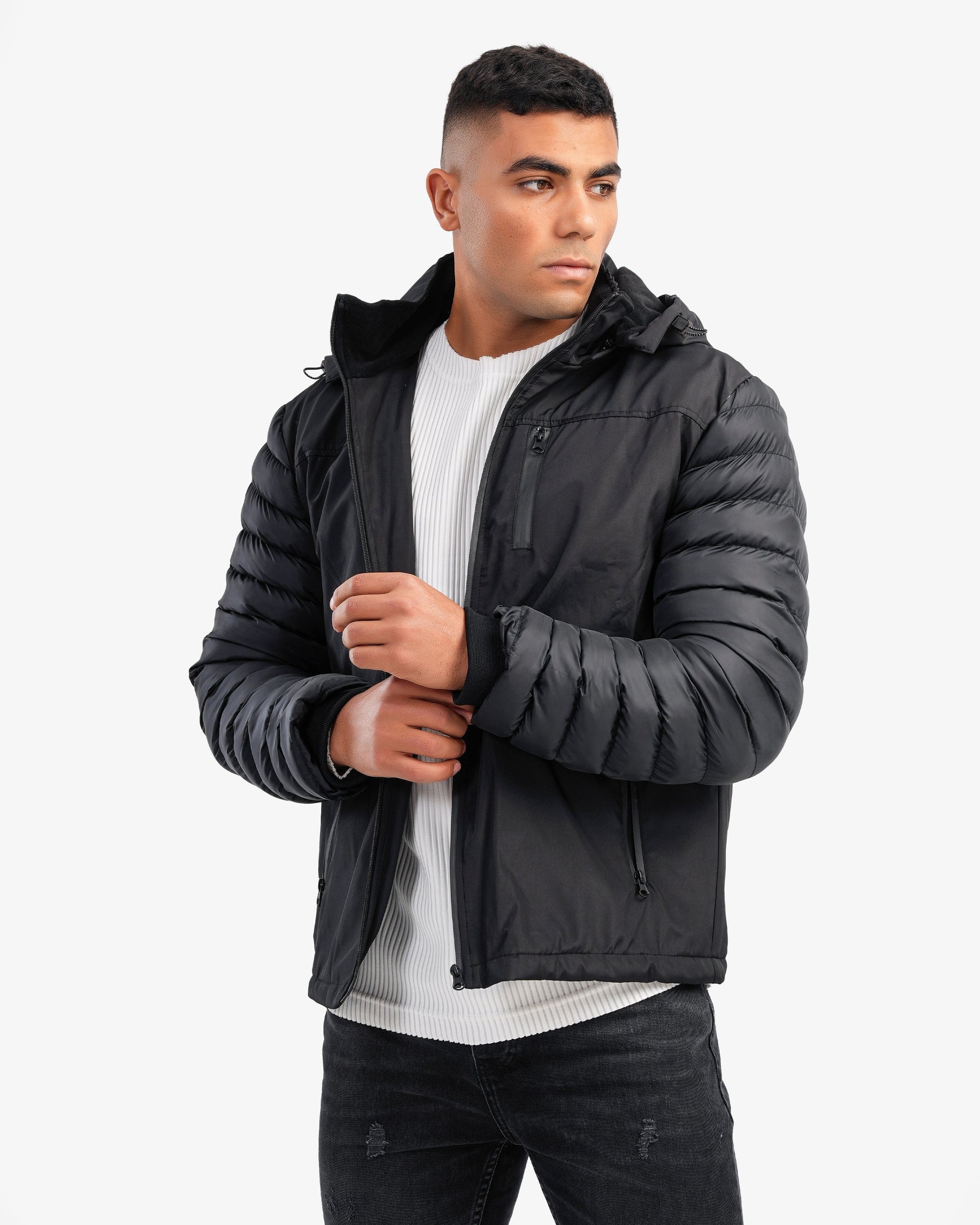 Men's Puffer Jacket In Black