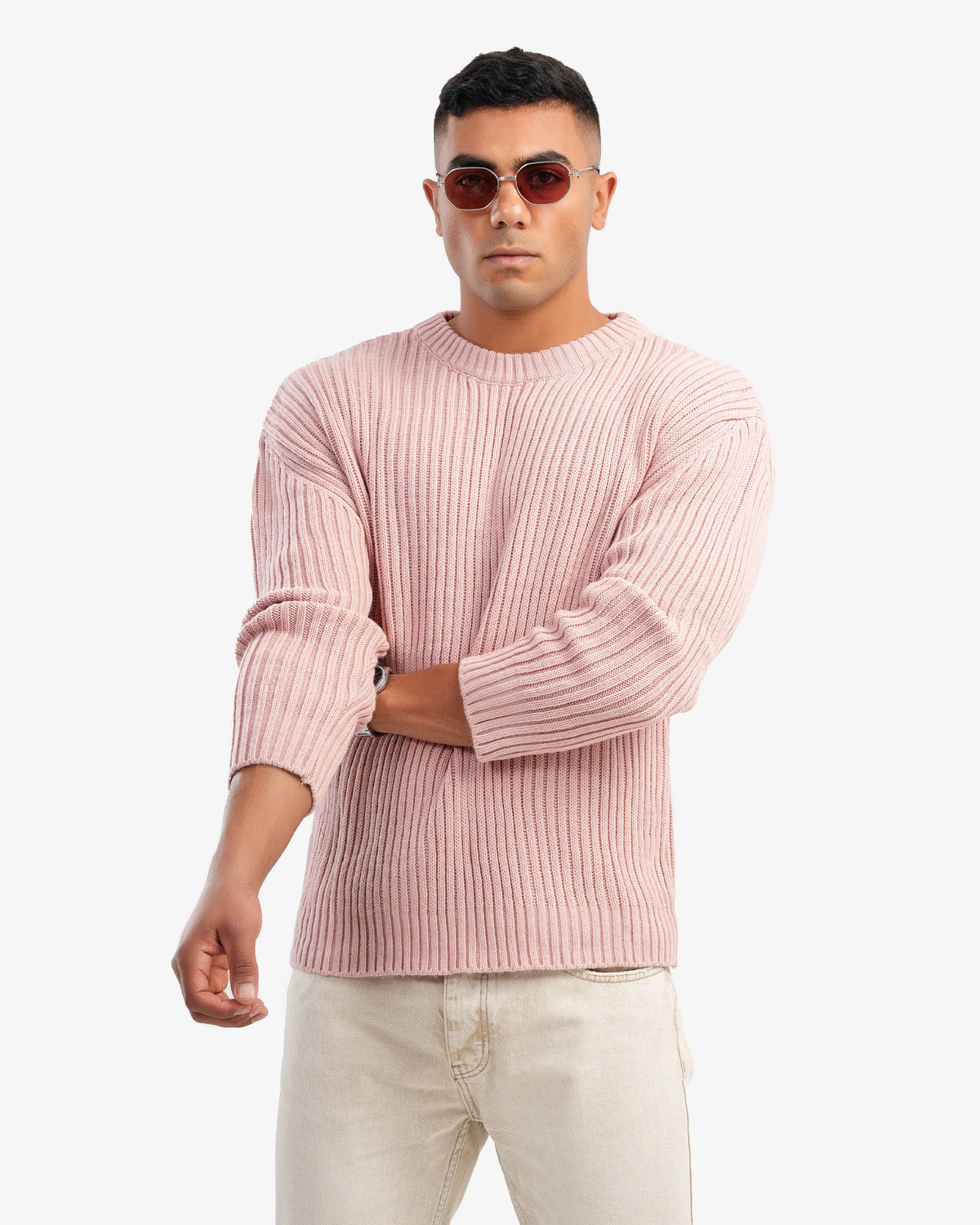 Men's Crew Neck Ripped Pullover In Simon