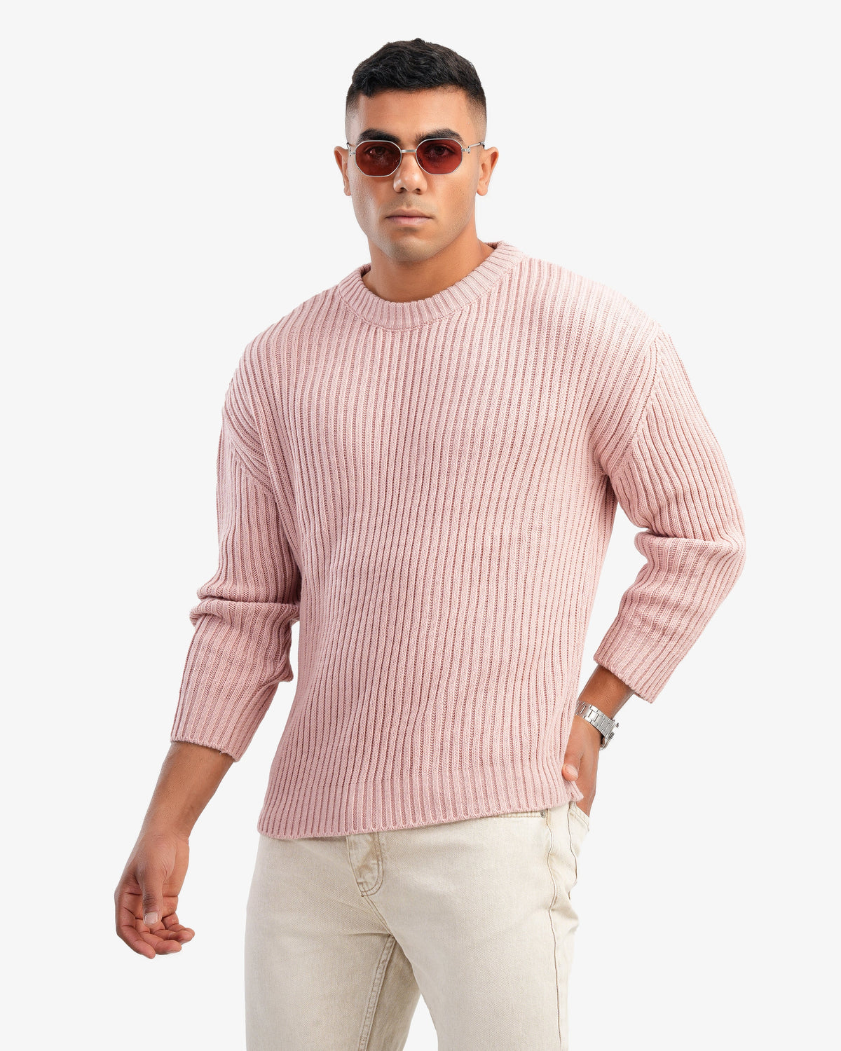 Men's Crew Neck Ripped Pullover In Simon