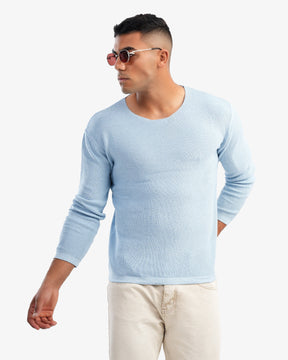 Men’s Boat Neck Basic Pullover In Baby Blue