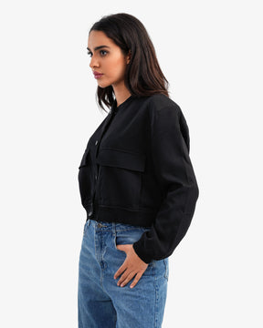 Women's Crop Bomber Jacket With Maxi Pockets