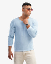 Men’s Boat Neck Basic Pullover In Baby Blue