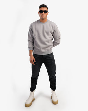 Men's Crew Neck Basic Sweatshirt In Gray