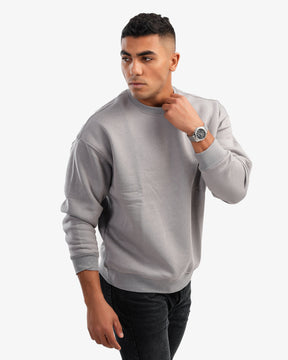 Men's Crew Neck Basic Sweatshirt In Gray