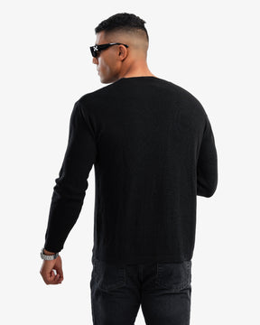 Men’s Boat Neck Basic Pullover In Black