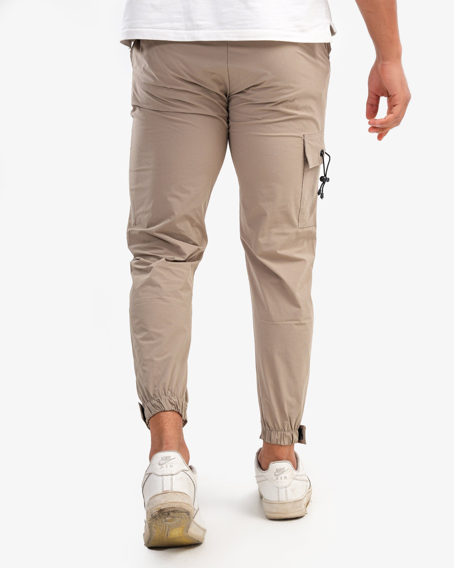 Men's Slimline Joggers Trousers In Beige