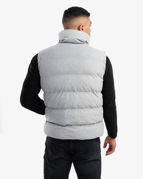 Men's High Collar Puffer Vest In Gray