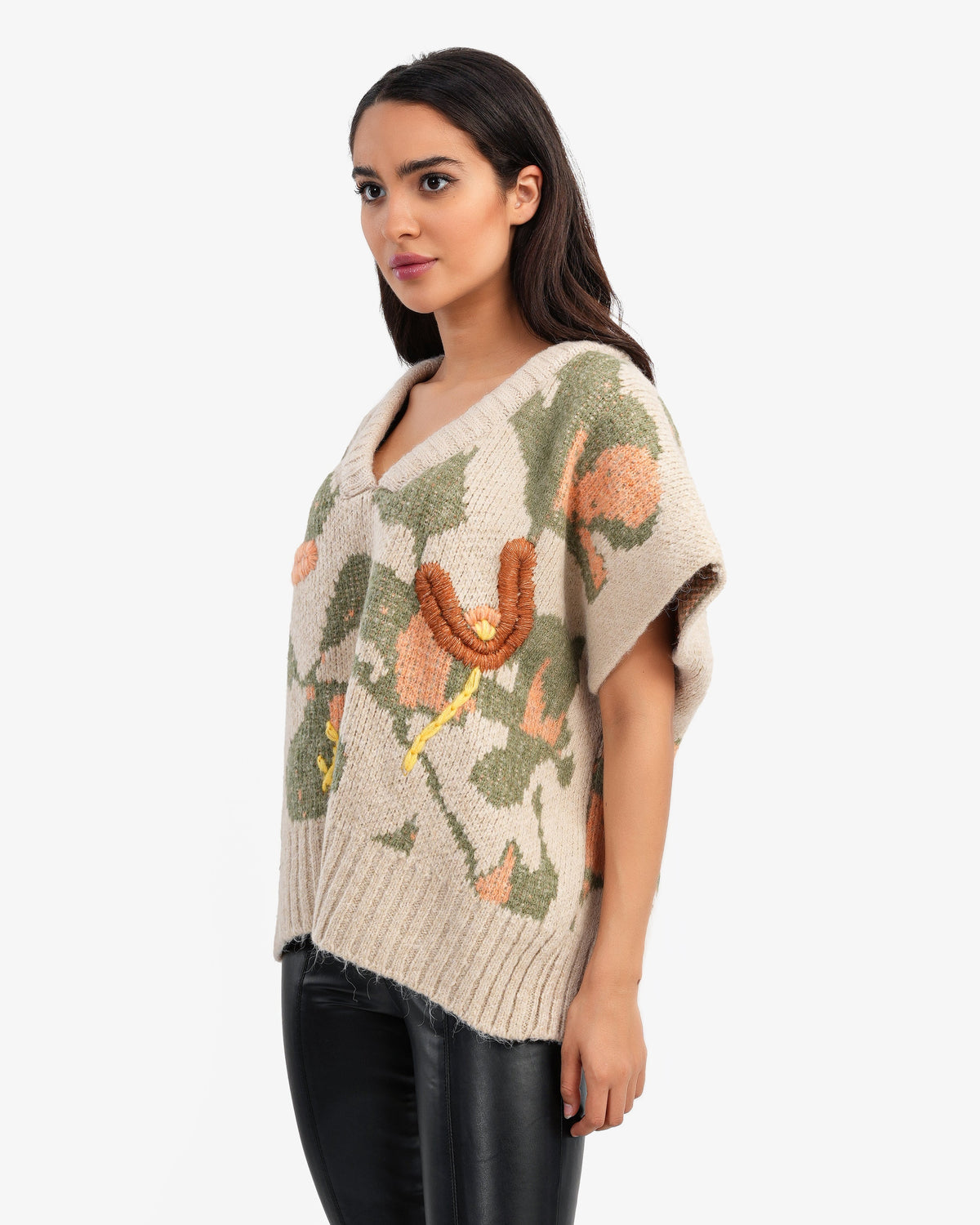 Women's Oversize Colorful V Neck Pullover