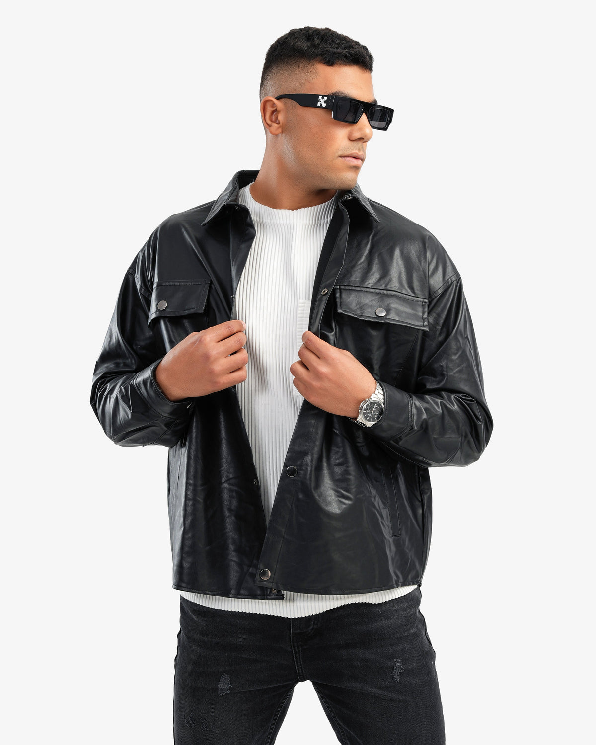 Men’s Leather Jacket In Black