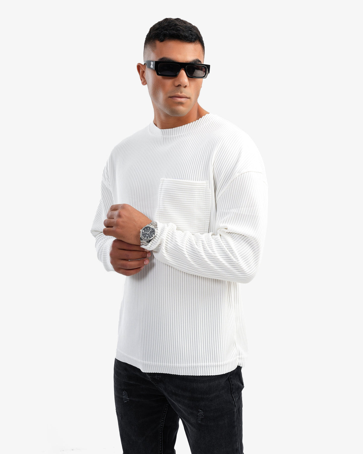 Men's Ripped Pullover In White