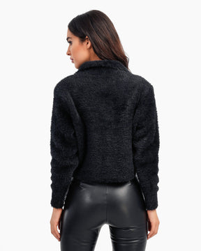 Women's Cropped Angora Cardigan In Black