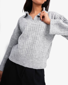 Women's Oversize V Neck Pullover In Gray