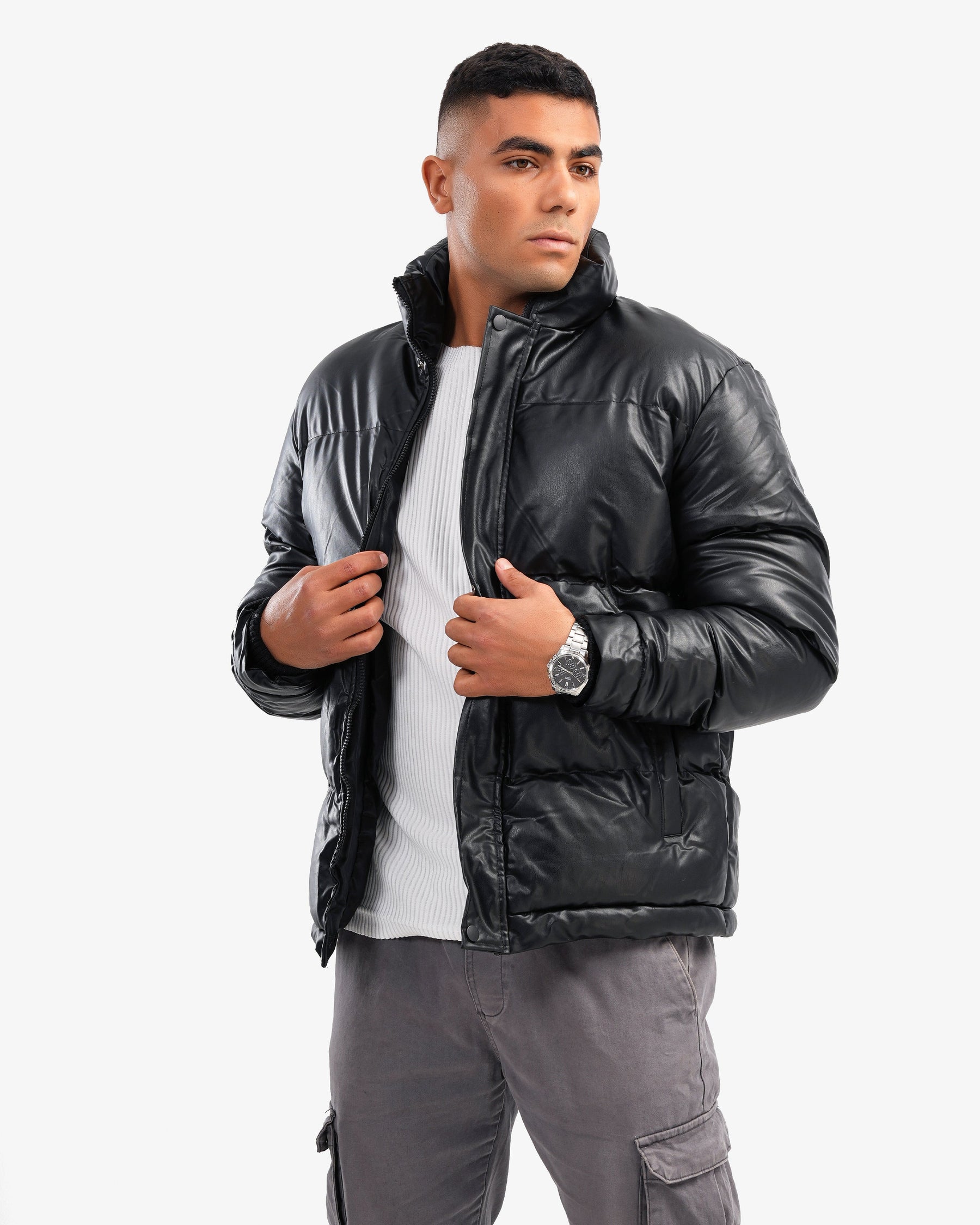 Men’s Waterproof Puffer Jacket In Black