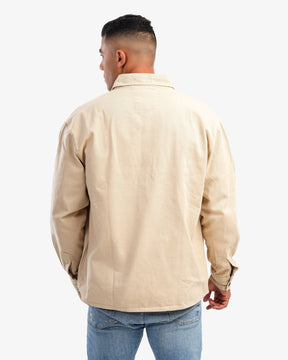 Men's Collar Overshirt In Beige