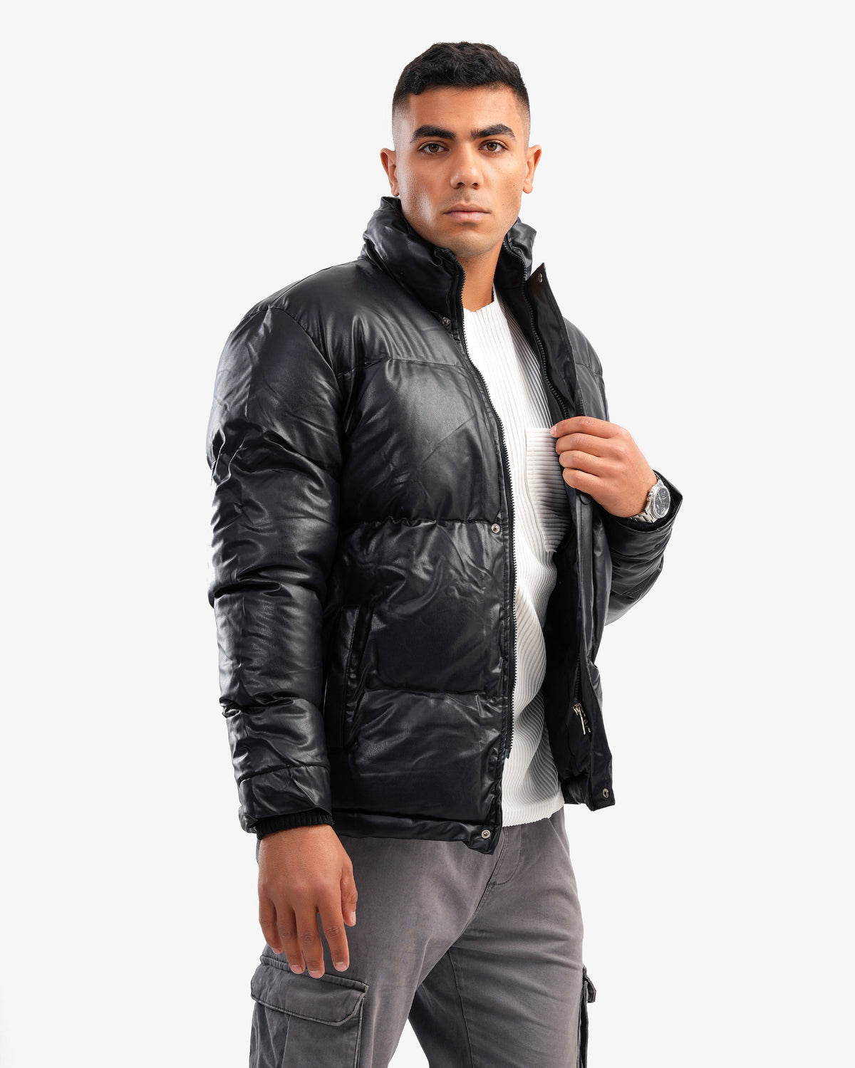 Men’s Waterproof Puffer Jacket In Black