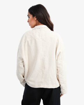 Women's Oversize Corduroy Blazer Cardigan In Off White