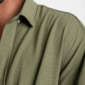 Men's Sage Green Oversize Loose Linen Shirt