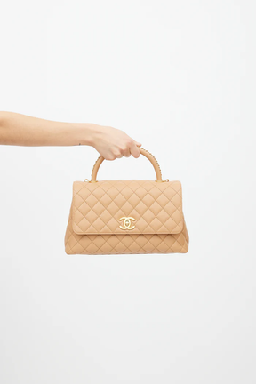 Chanel Beige Quilted Leather Small Coco Bag