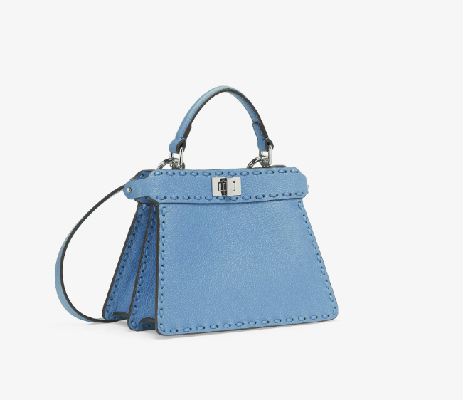 Fendi Peekaboo ISeeU Petite Blue Selleria bag with 306 hand-sewn topstitches